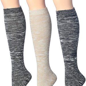 Women's Knee High Socks 3 Pair Gray Knee Highs Knee High Socks